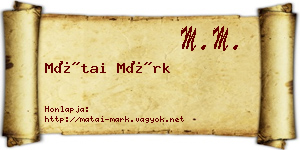 Mátai Márk névjegykártya